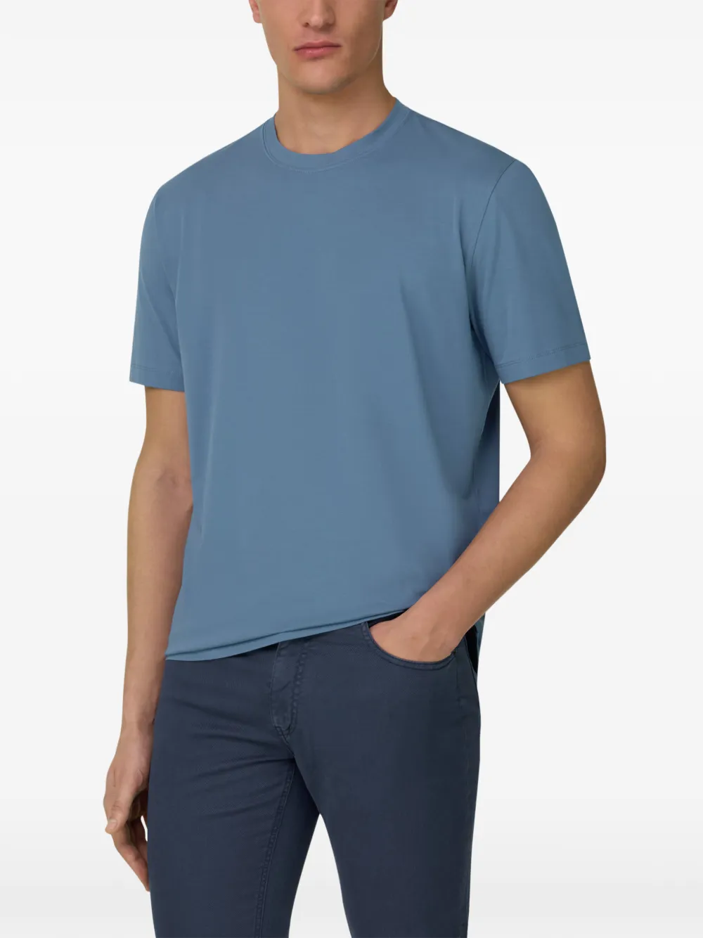 Boggi Milano T-shirt met ronde hals Blauw