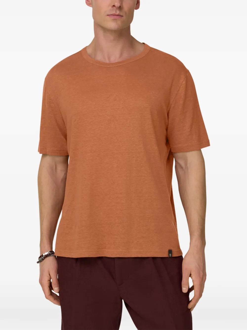 Boggi Milano Stretch linnen T-shirt Oranje