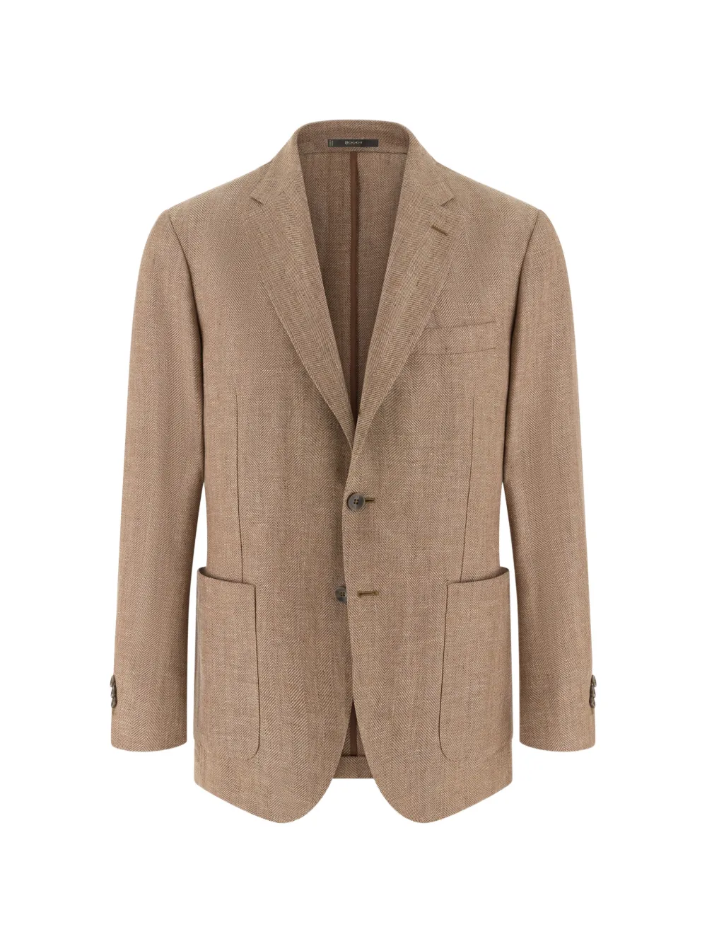 Boggi Milano herringbone patch pocket blazer - Nude