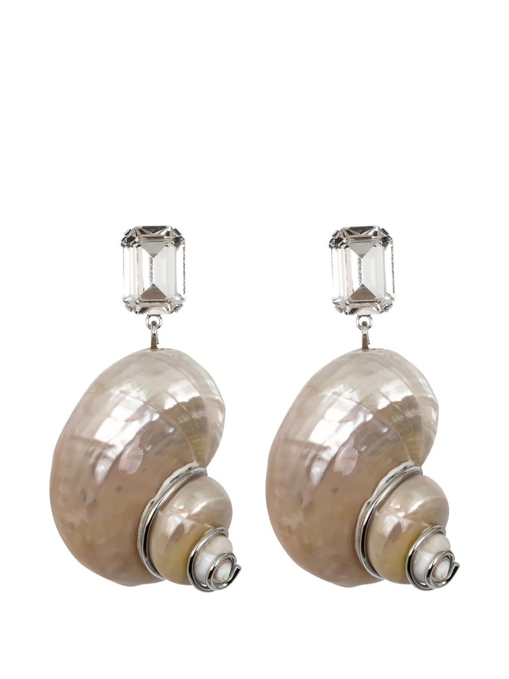 Jennifer Behr Oriana crystal-embellished shell earrings - Argento