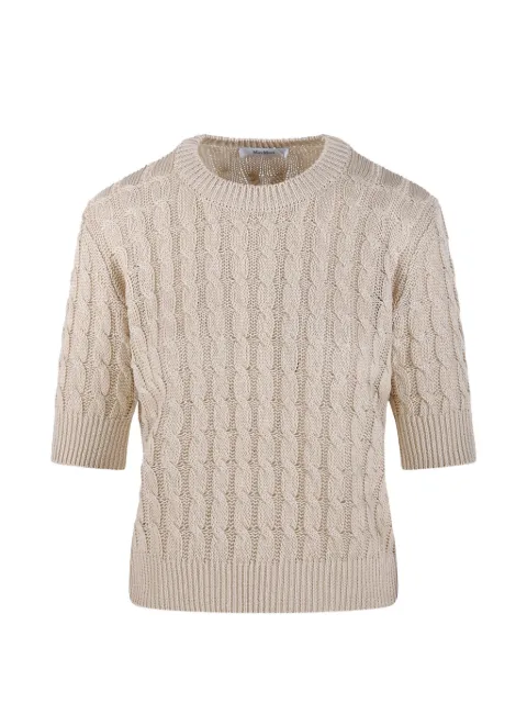 Max Mara cable knit short-sleeve sweater