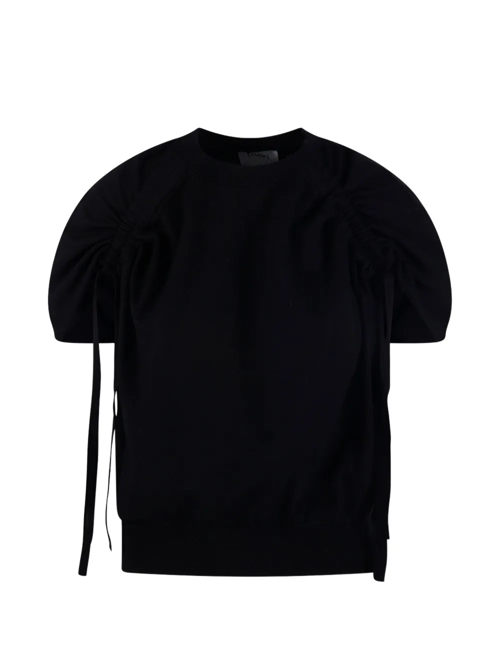 Nude gathered-sleeve knitted top - Nero