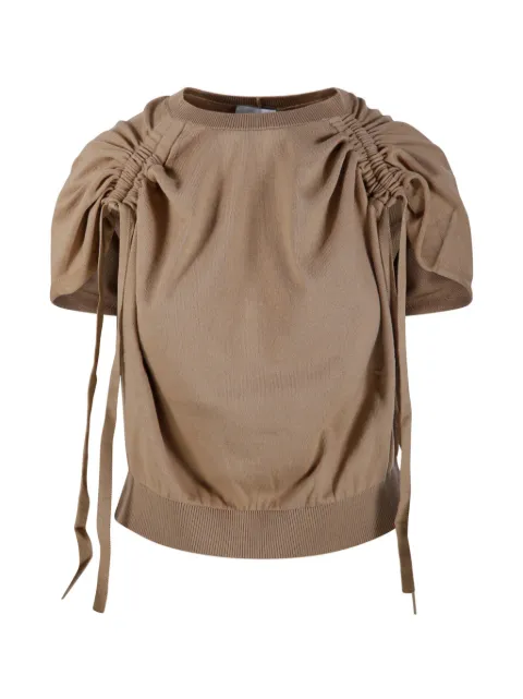 Nude t-shirt med draperad detalj