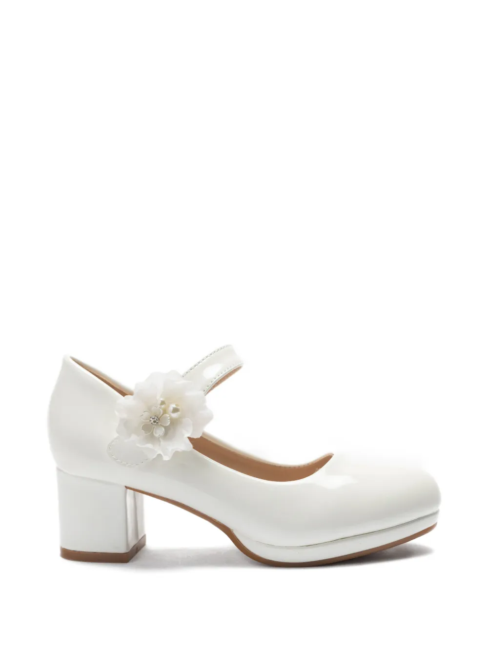 Tulleen Evelisse ballerina's met bloemdetail en hak Wit