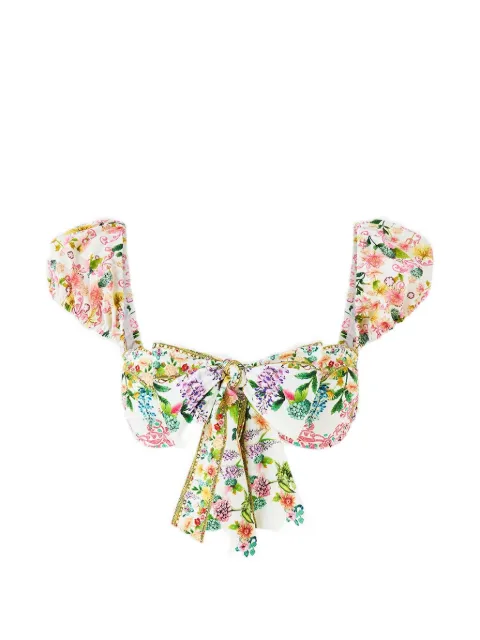 Camilla The Call of Catalonia puff-sleeve tie bikini top