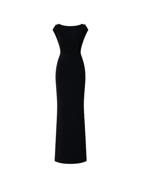 Elisabetta Franchi Red Carpet Full Milano Stitch Knit Dress | Black
