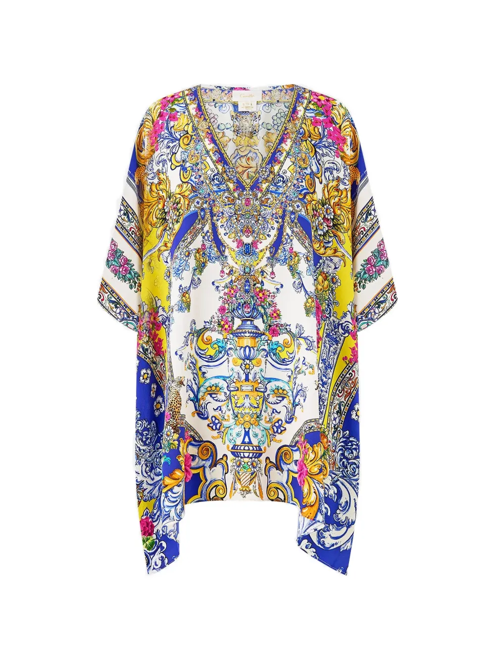 Camilla España Nirvana rectangular V-neck kaftan - Bianco