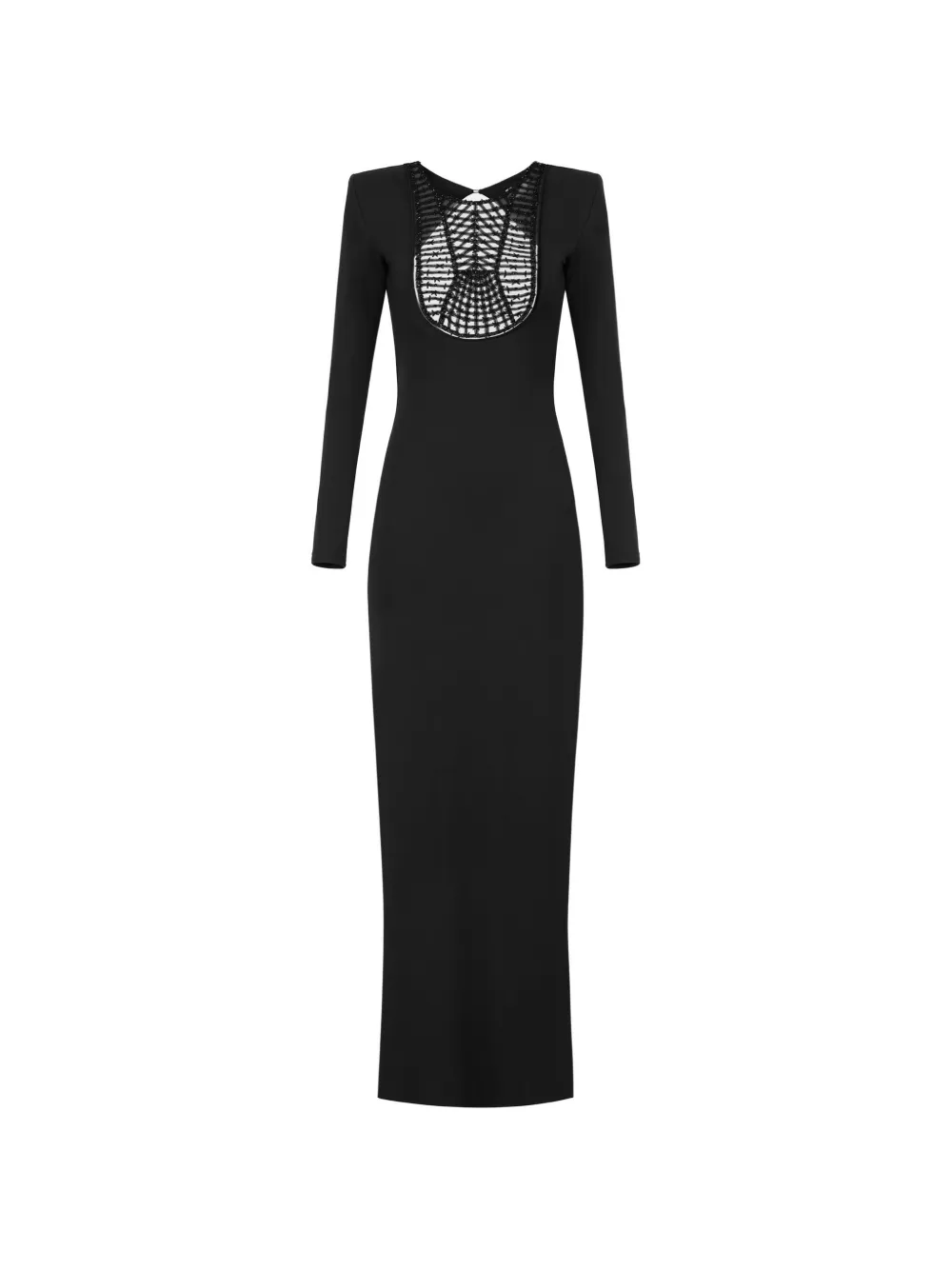 Elisabetta Franchi geometric-bib embellished maxi dress - Nero
