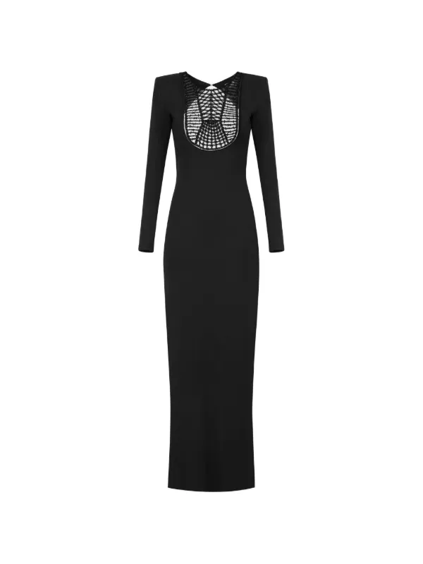 elisabetta franchi evening dresses Red Carpet dress in cupro jersey with piercing