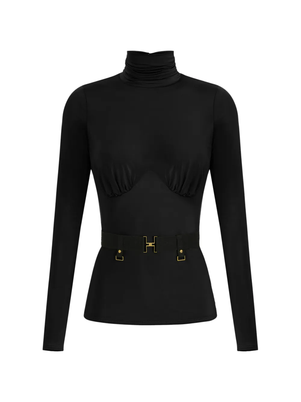Elisabetta Franchi gathered-detail belt top - Schwarz