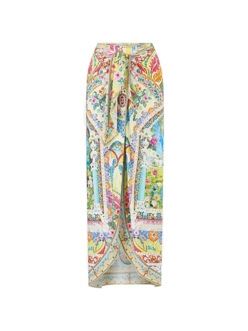 Camilla layered tie-front sarong skirt - Gelb