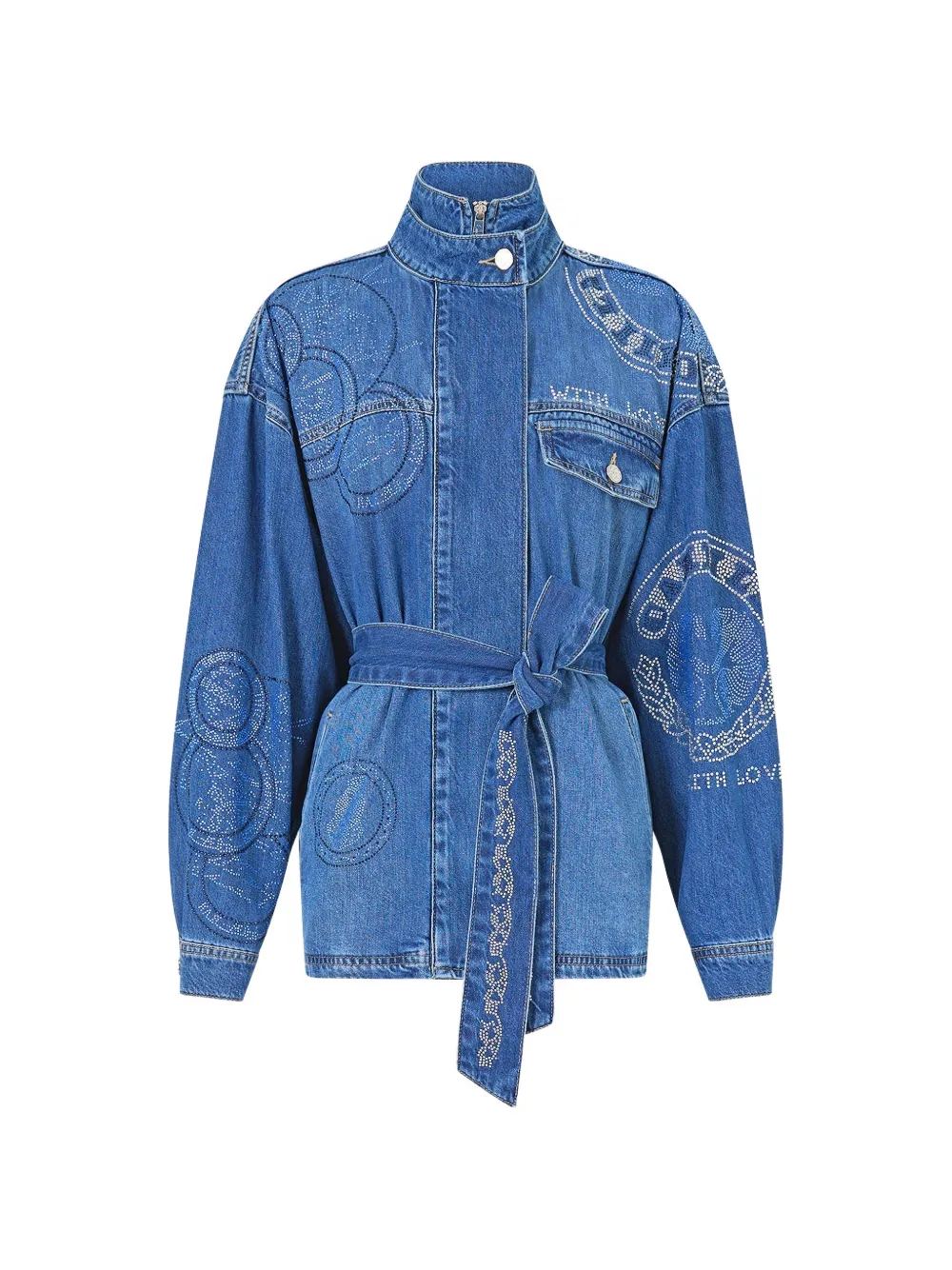 Camilla Alika high neck belted denim jacket - Blu