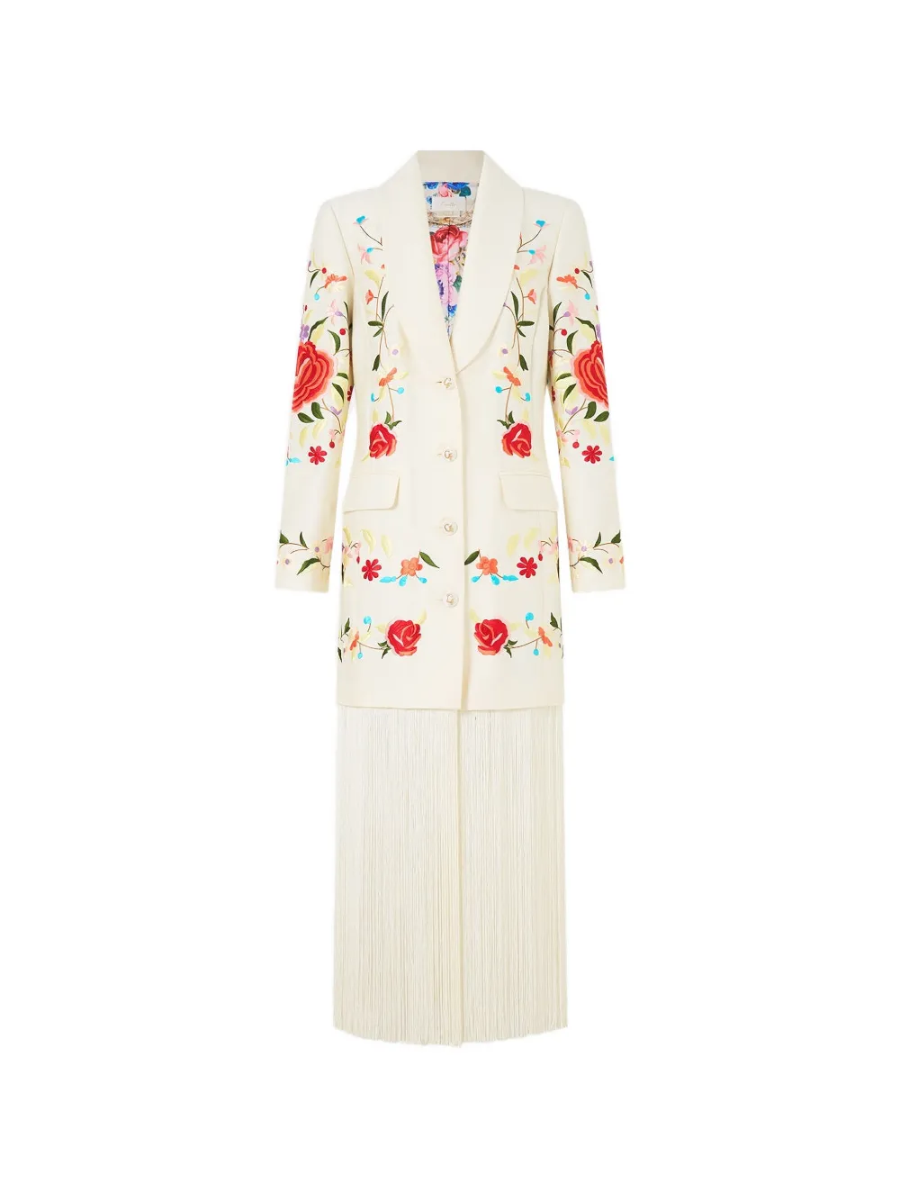 Camilla fringing floral-embroidery blazer - Toni neutri