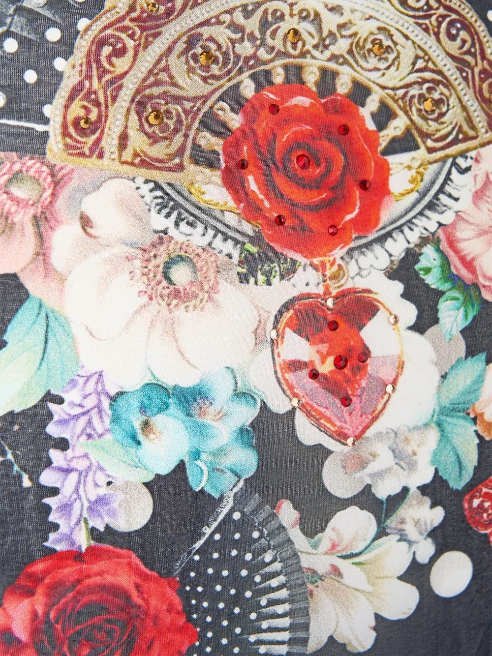 Camilla Chiffon bolero met bloemenprint Zwart