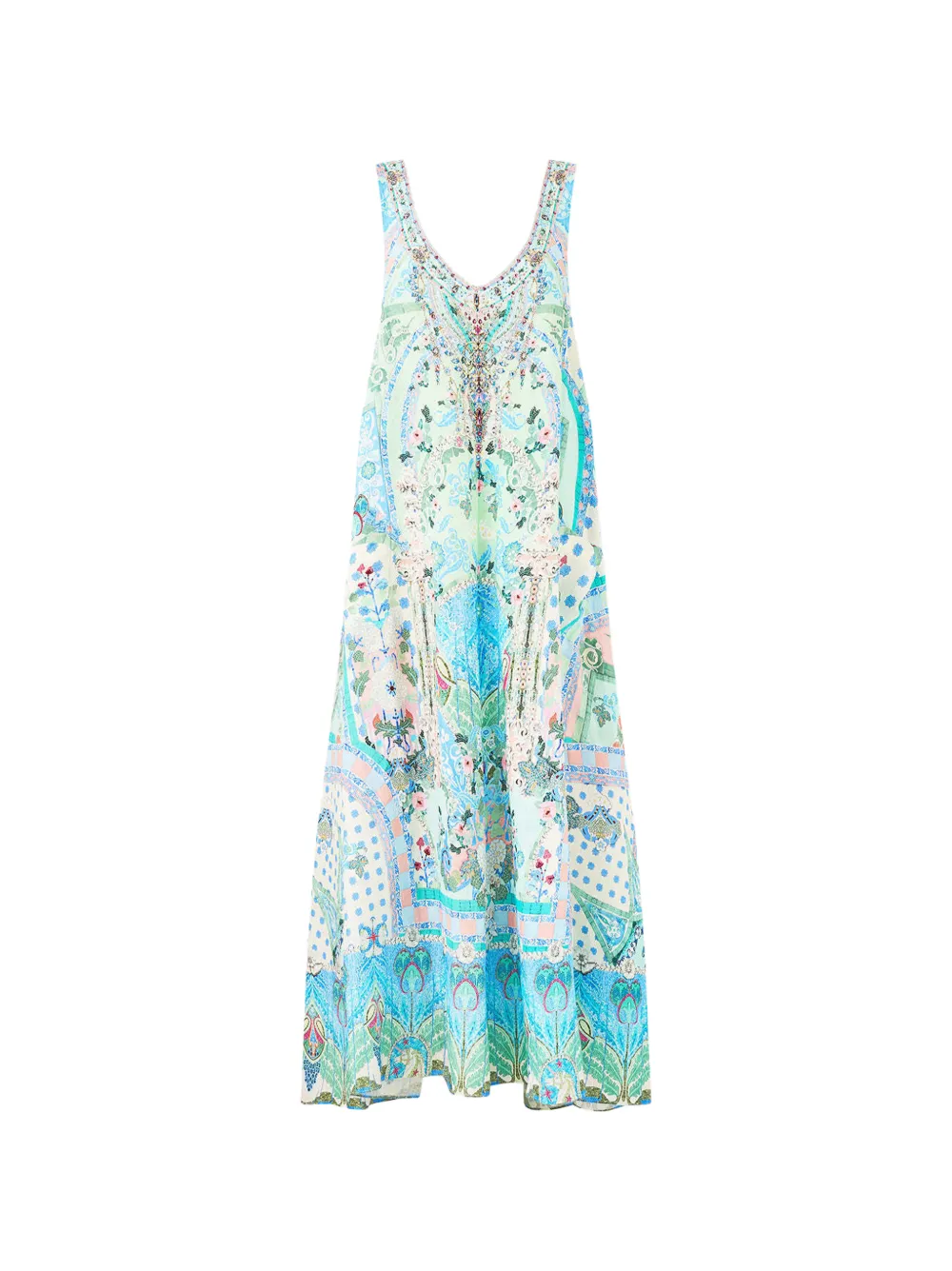 Camilla Midsummer Mosaics V-neck pocket midi dress - Verde
