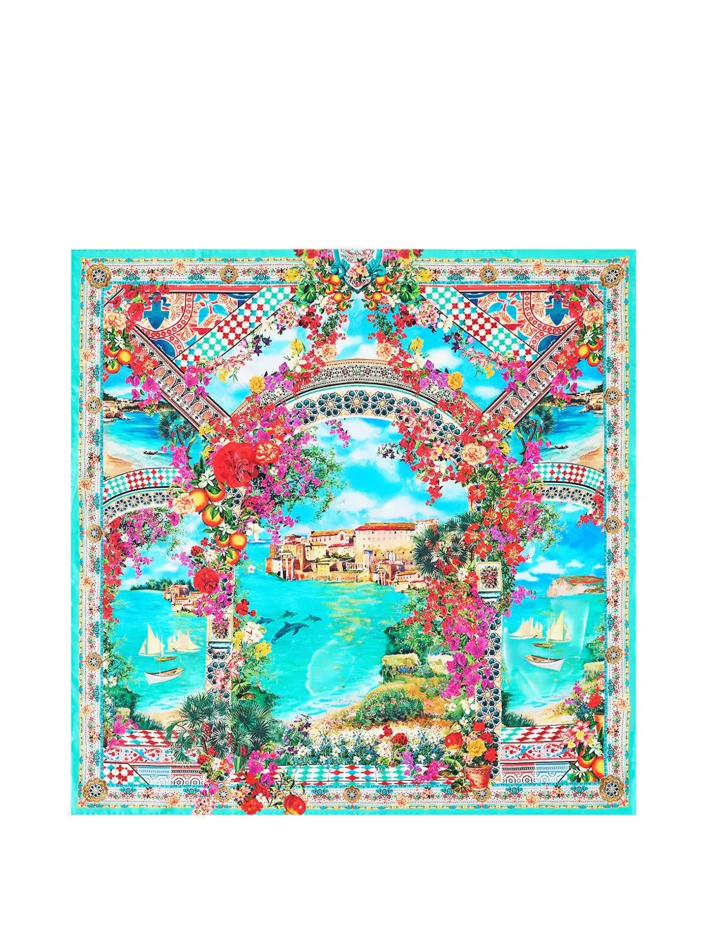 Camilla Meet Me In Mallorca printed scarf - Blu