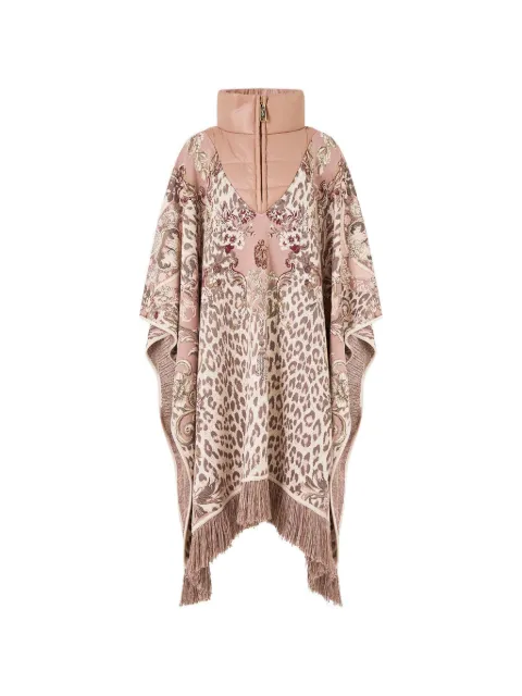 Camilla Aranjuez Animalia quilted collar fringed poncho
