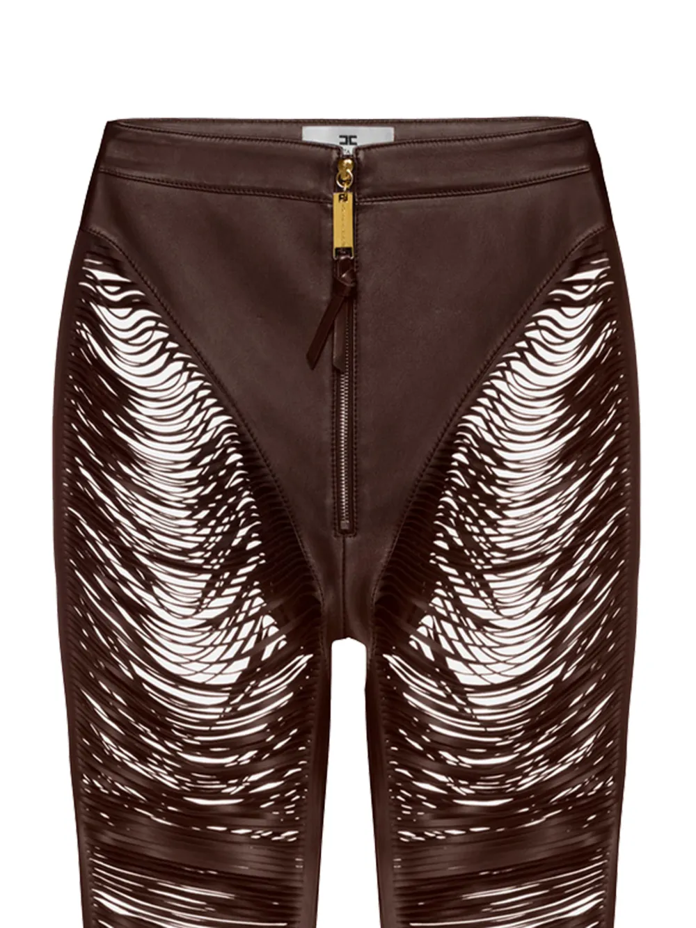  Elisabetta Franchi Pantalones De Piel De Napa Con Flecos - Marrón 