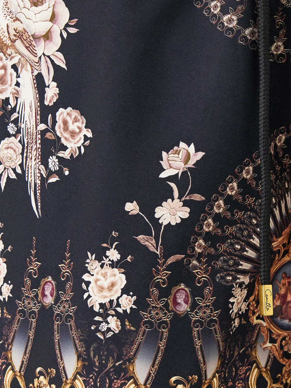 Camilla Flamenco Folklore zwembroek met elastische tailleband en print Zwart
