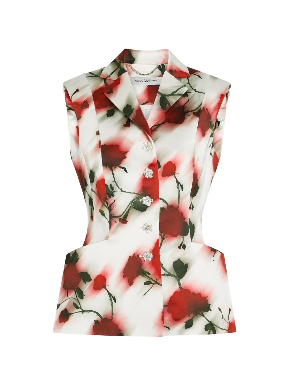 Patrick McDowell embellished-buttons floral waistcoat - White