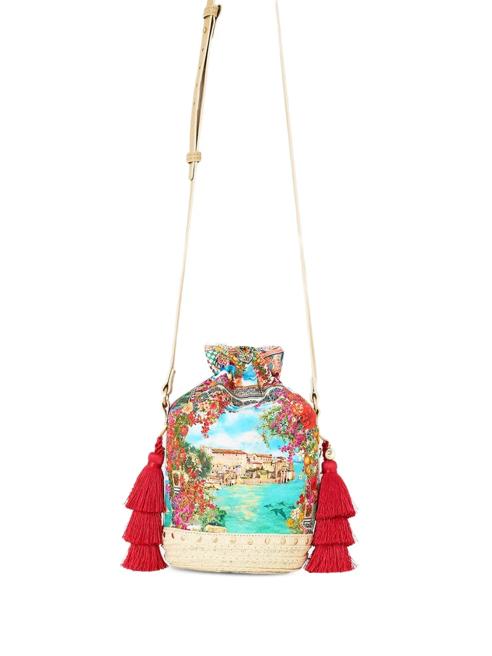 Camilla tassel-detail tie bucket bag - Blu
