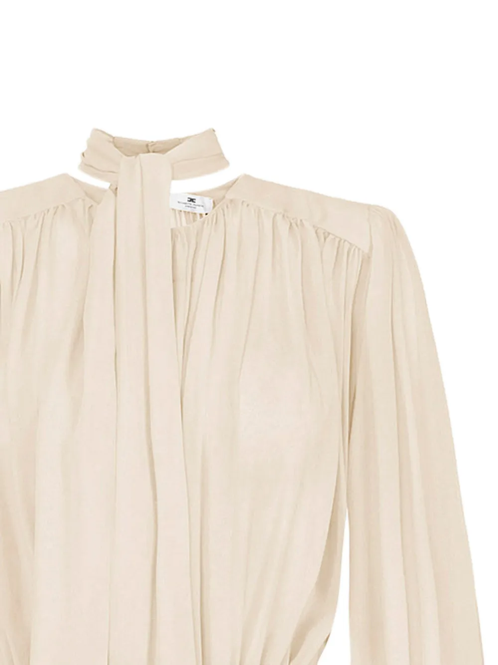 Elisabetta Franchi Georgette zijden body met sjerp Beige