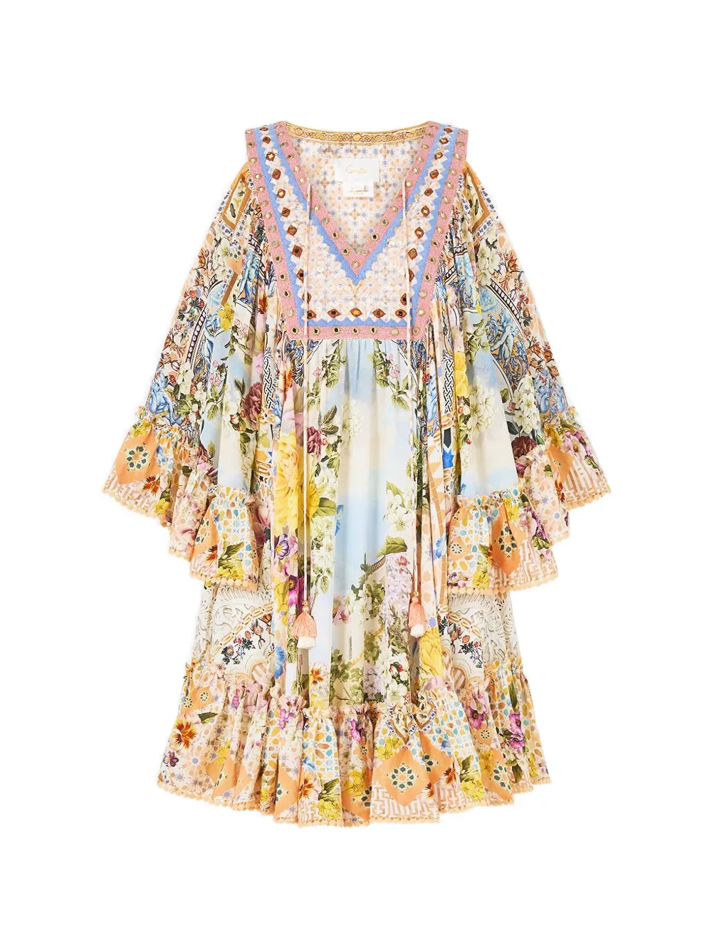 Camilla Abito corto The Architects of Alcázar con ruches - Toni neutri