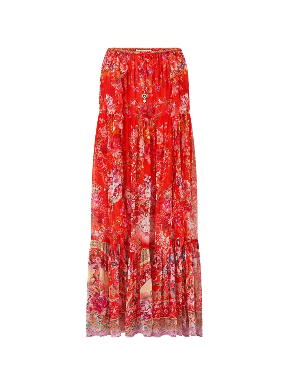 Camilla Olé Olé tiered ruffle maxi skirt - Rosso