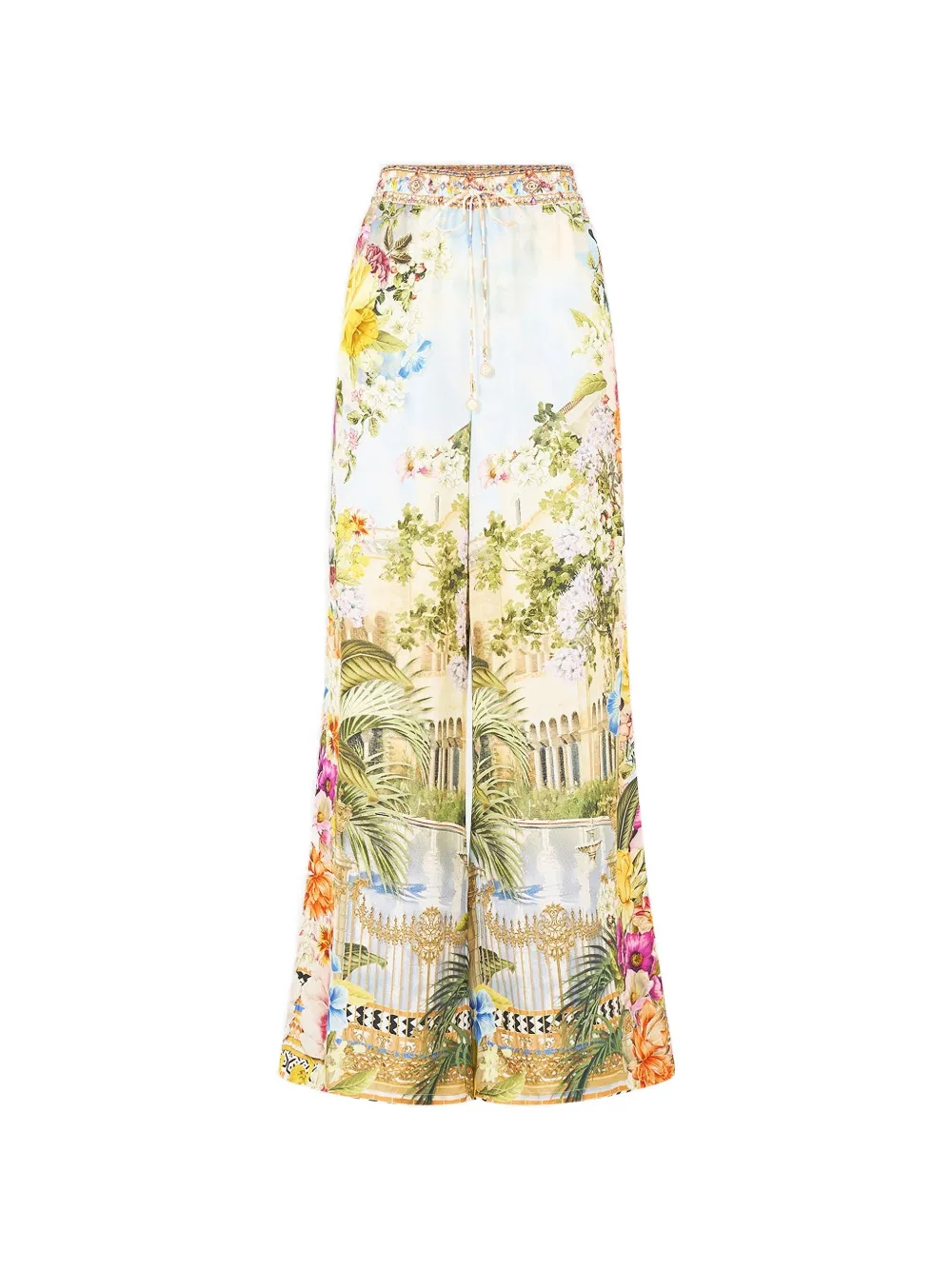 Camilla floral print straight-leg trousers - Blu