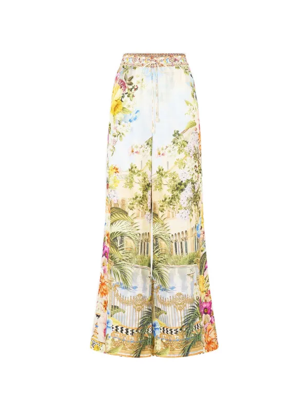 Camilla Floral Print Straight-leg Trousers in Blue