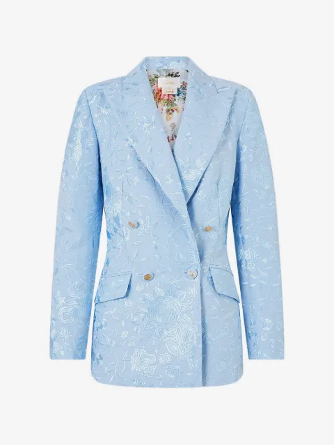 Camilla blazer con bordado floral y doble botonadura