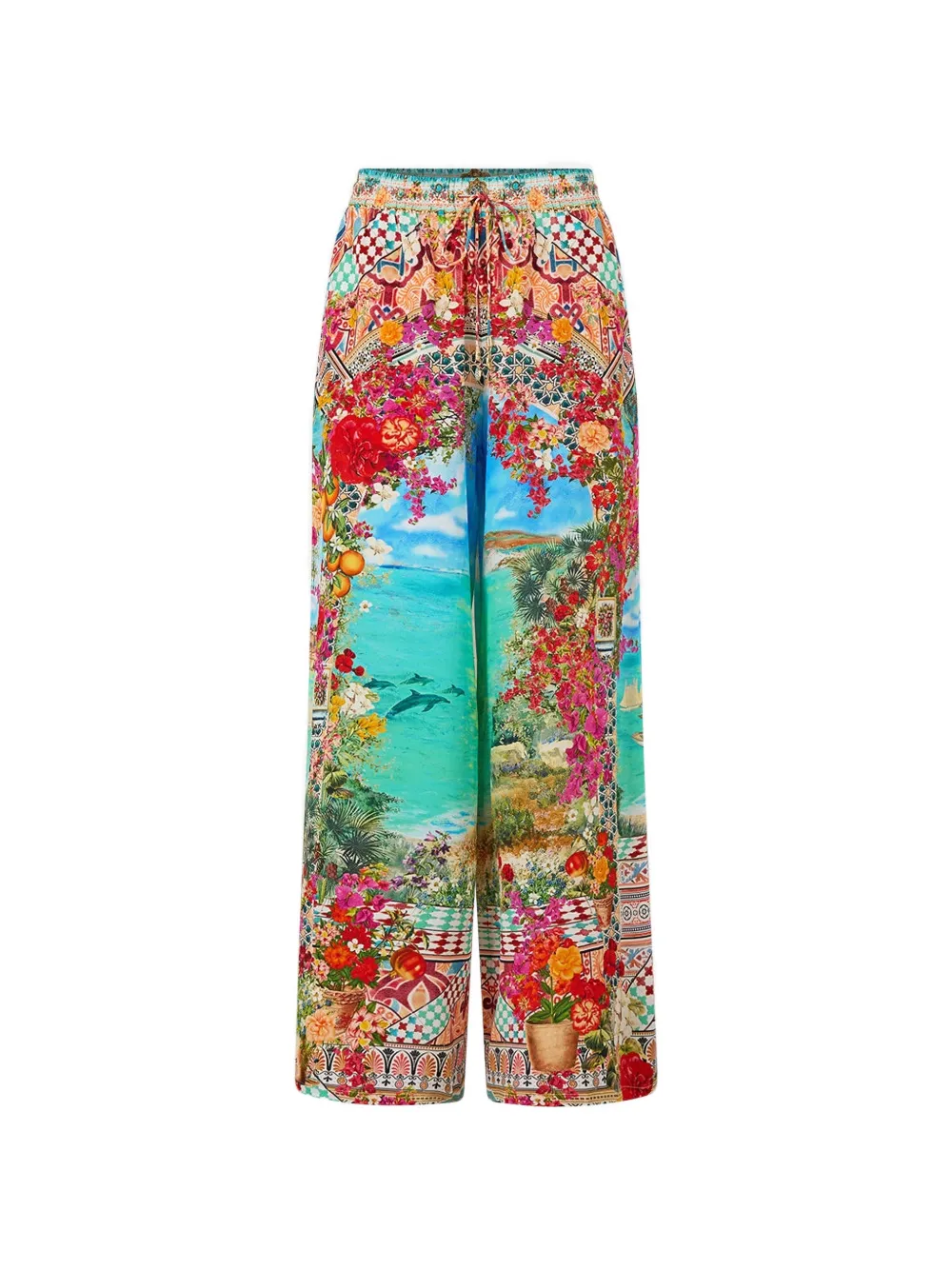 Camilla Meet me in Mallorca straight-leg printed trousers - Rosso
