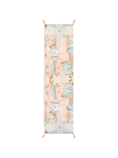 Camilla bufanda con detalle de borlas