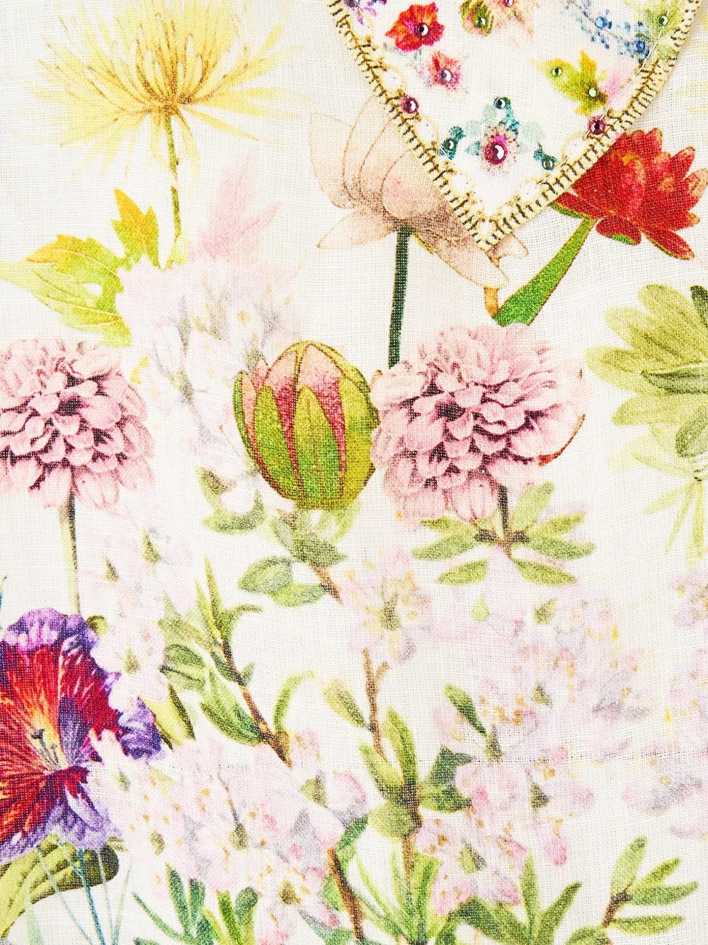 Camilla Jurk met diepe V-hals en bloemen Beige