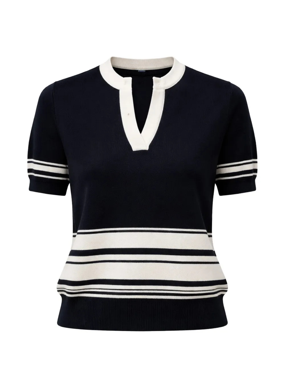 Nº21 striped V-neck short-sleeve sweater - Blu
