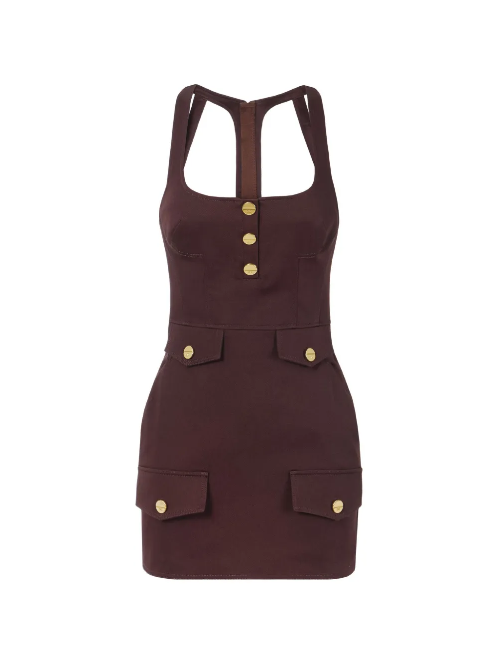 Elisabetta Franchi flap button mini dress - Marrone