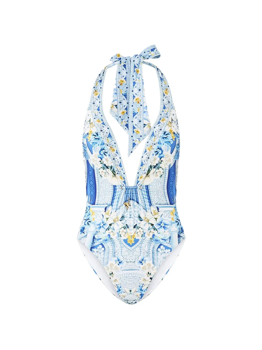 Camilla halter-neck swimsuit - Blu