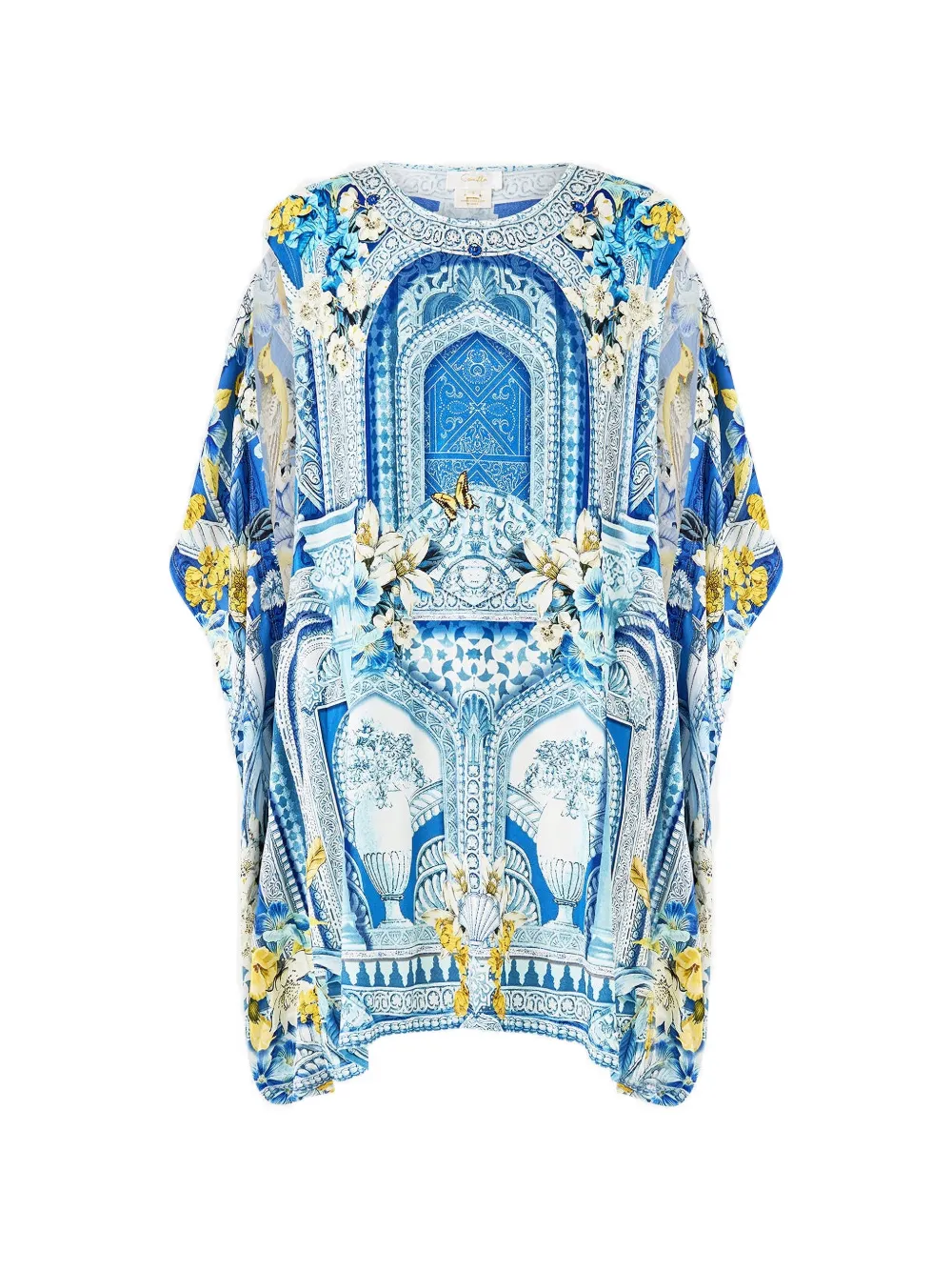 Camilla draped split-sleeves top - Blu