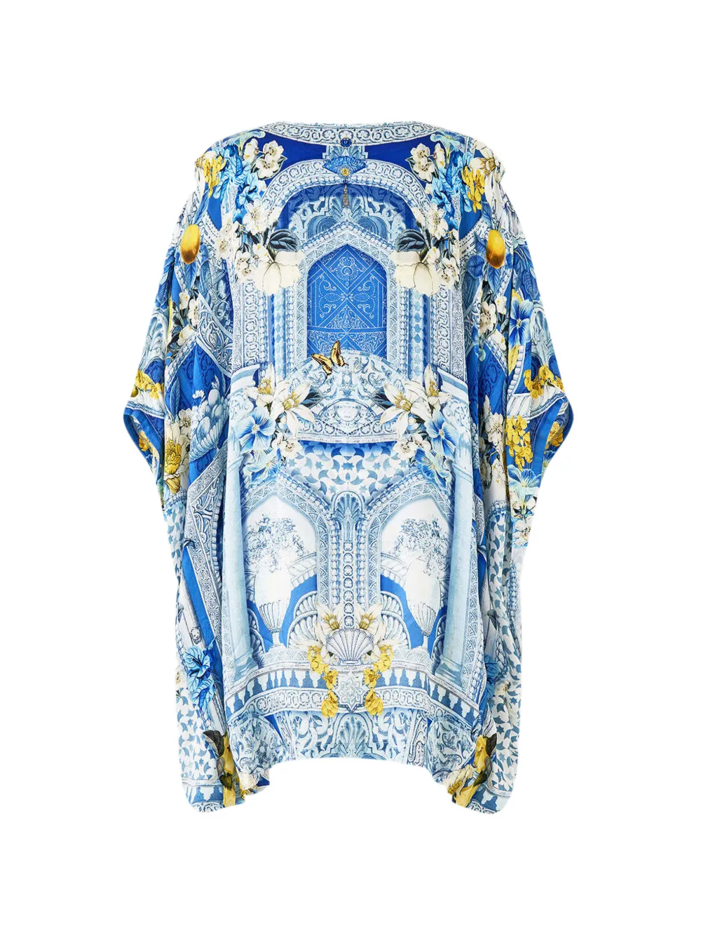  Camilla Draped Split-sleeves Top - Blue 