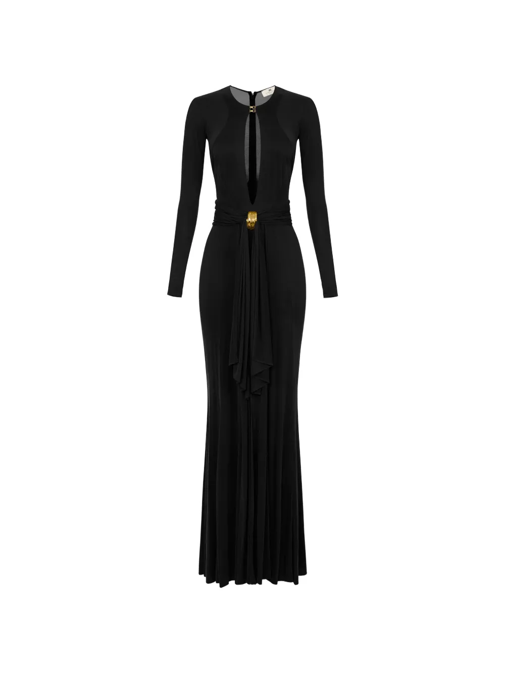 Elisabetta Franchi keyhole draping maxi dress - Nero