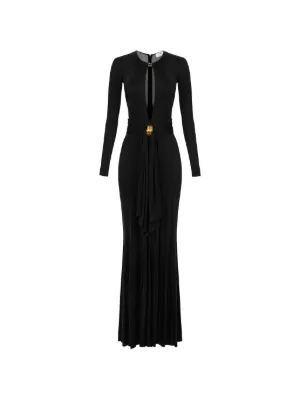 Elisabetta Franchi モノグラム ロングスリーブ ブラウス Elisabetta Franchi Maxi gold-tone Brooch Dress | Black | FARFETCH