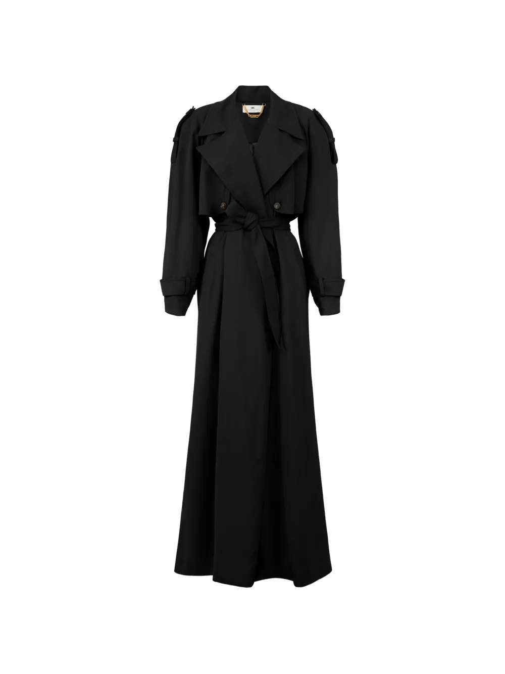 Elisabetta Franchi structured-shoulder belted trench coat - Nero