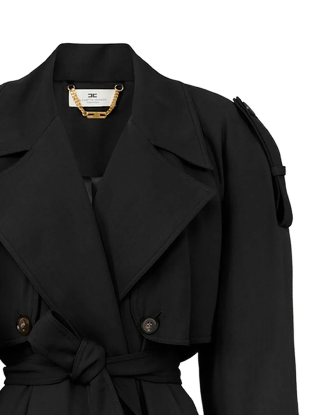 Elisabetta Franchi Trenchcoat met gestructureerde schouders en ceintuur Zwart