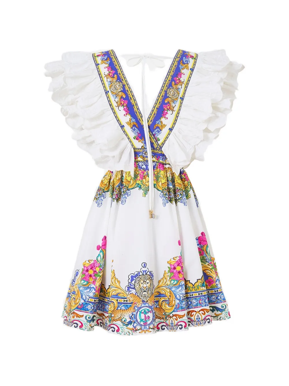 Camilla Milla in Sevilla double frill sleeve printed mini dress - Bianco