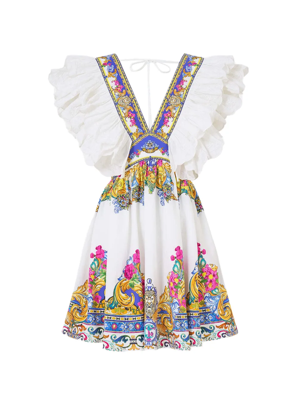 Camilla Milla in Sevilla double frill sleeve printed mini dress - Bianco