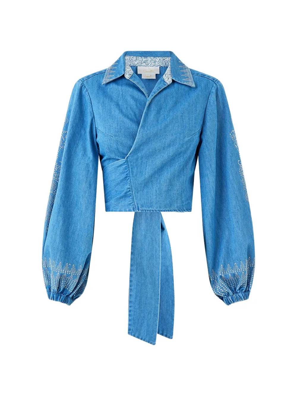 Camilla The Hum Of The Alhambra cropped wrap shirt - Blu