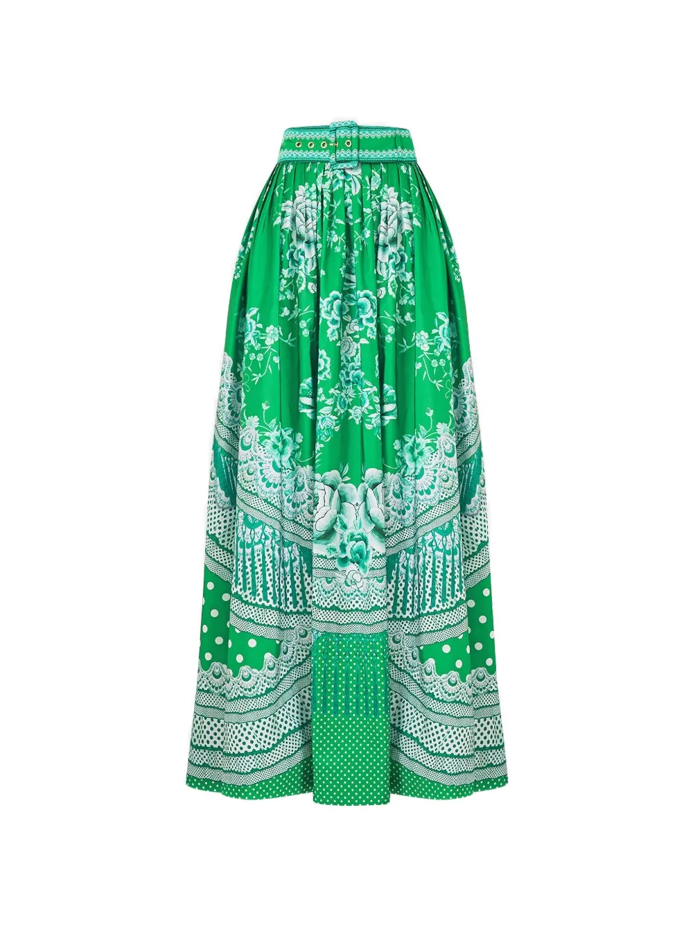 Camilla belted floral maxi skirt - Verde