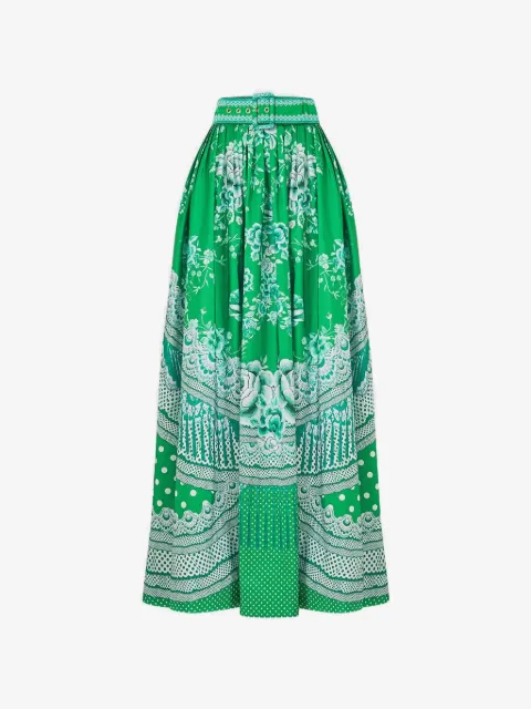 Camilla belted floral maxi skirt