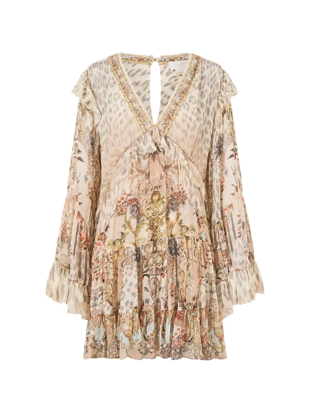 Camilla ruffled tiered animal print dress - Toni neutri