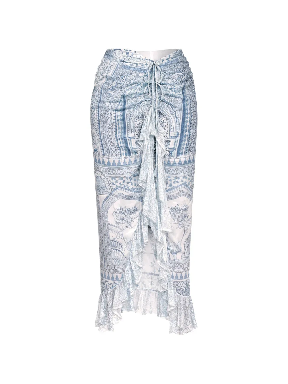 Camilla The Hum of the Alhambra tie ruffled midi skirt - Bianco